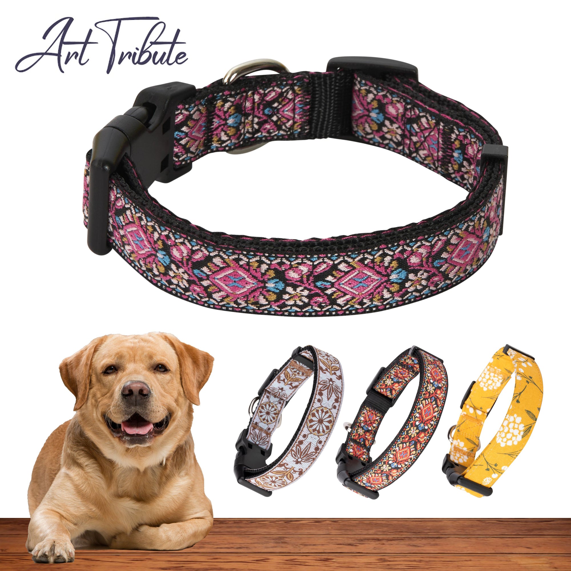 Pink Woven Dog Collar- Quick Release Durable and Strong Dog Collar for Small, Medium and Large Dogs