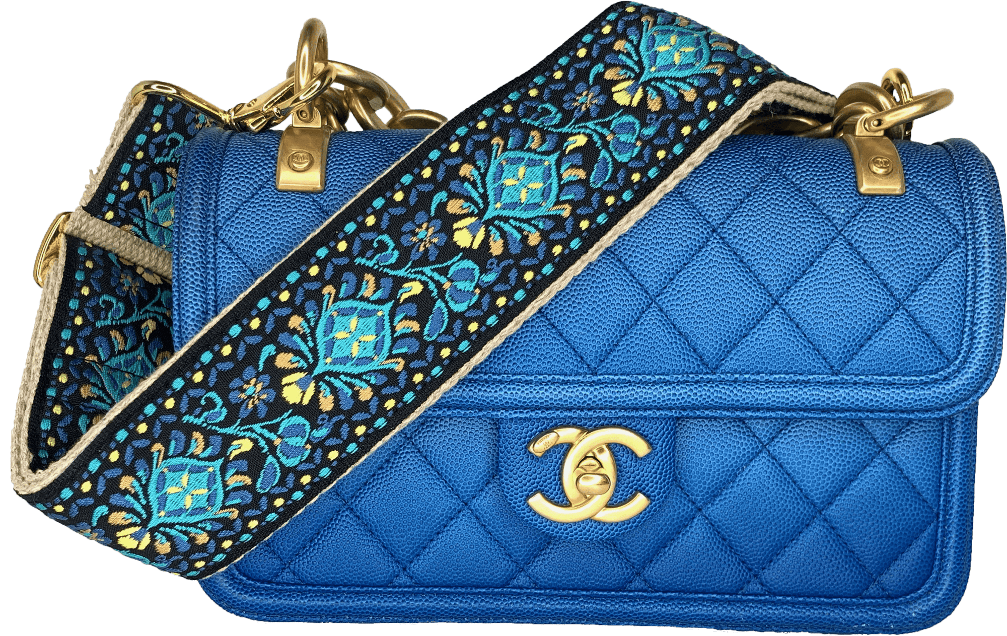 Blue Jacquard Woven Handbag Strap - Art Tributes