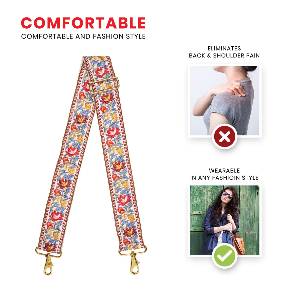 Bag Strap Flowers Woven for Handbag and Purse- Guitar Style Straps Handbags Straps