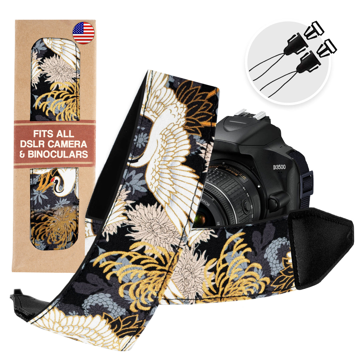 The JAPANESE CRANE Camera Strap - Adjustable Camera Strap for Canon, Nikon and Sony, DSLR Camera