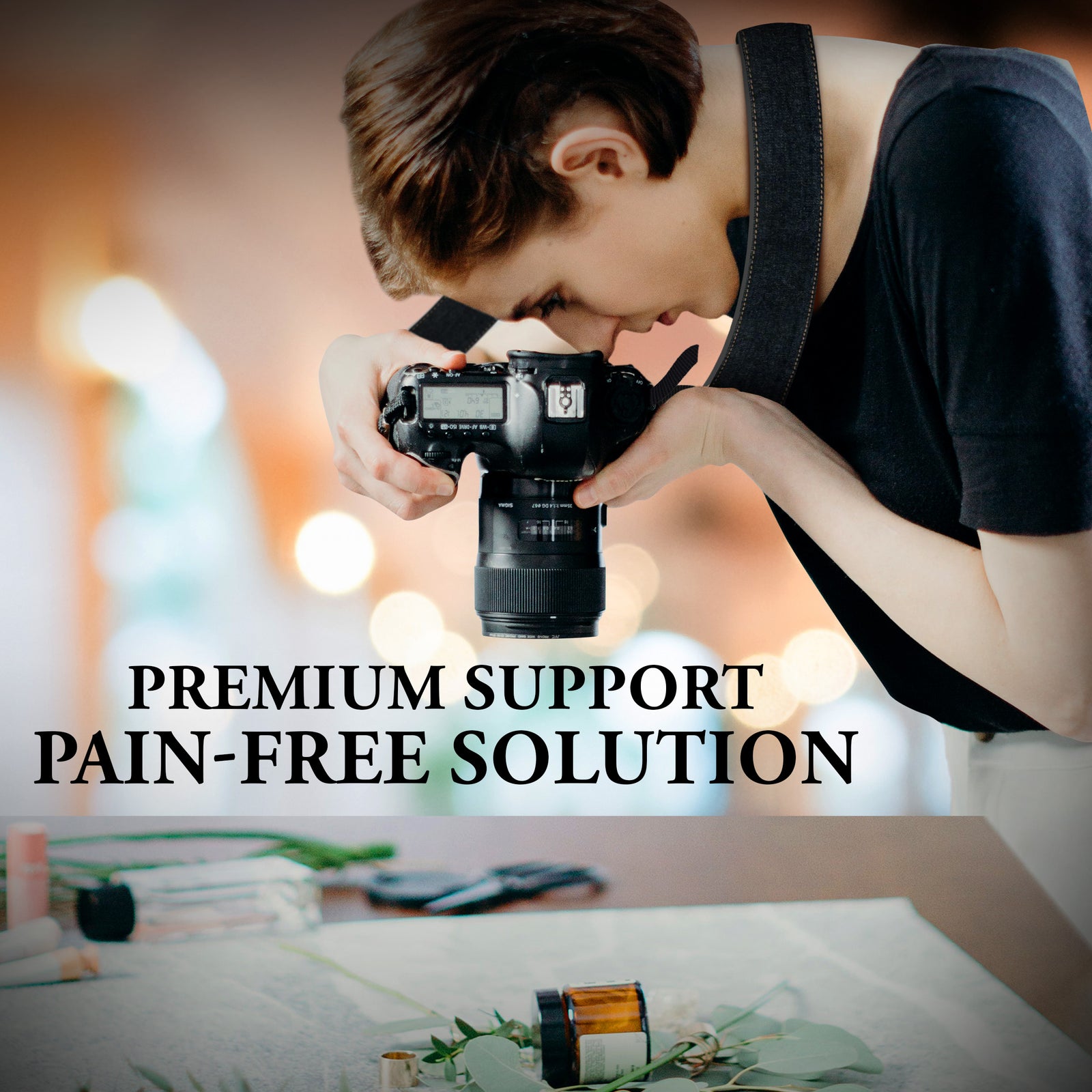 Denim Jeans Camera Strap - Padded denim vegan leather camera strap for men and women photographers