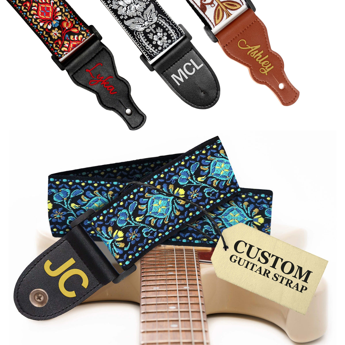 Personalized Guitar Strap- Add your text to make your own unique guitar strap. Best custom gift