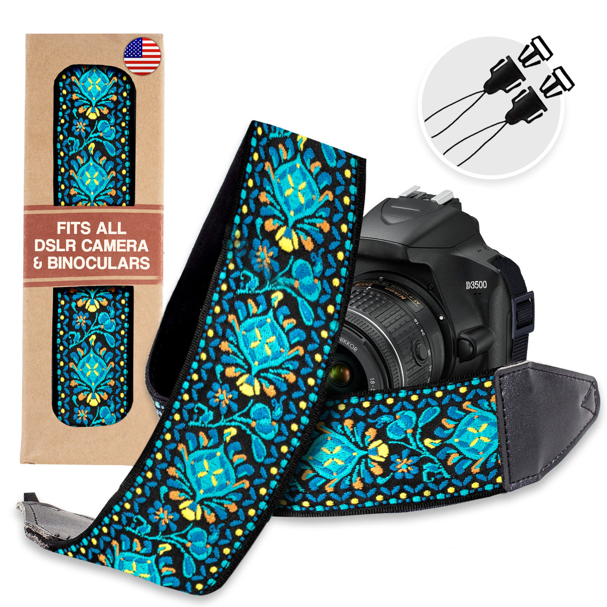 The SAPPHIRE Woven Camera Strap - Adjustable Camera Strap For Canon, Nikon and Sony
