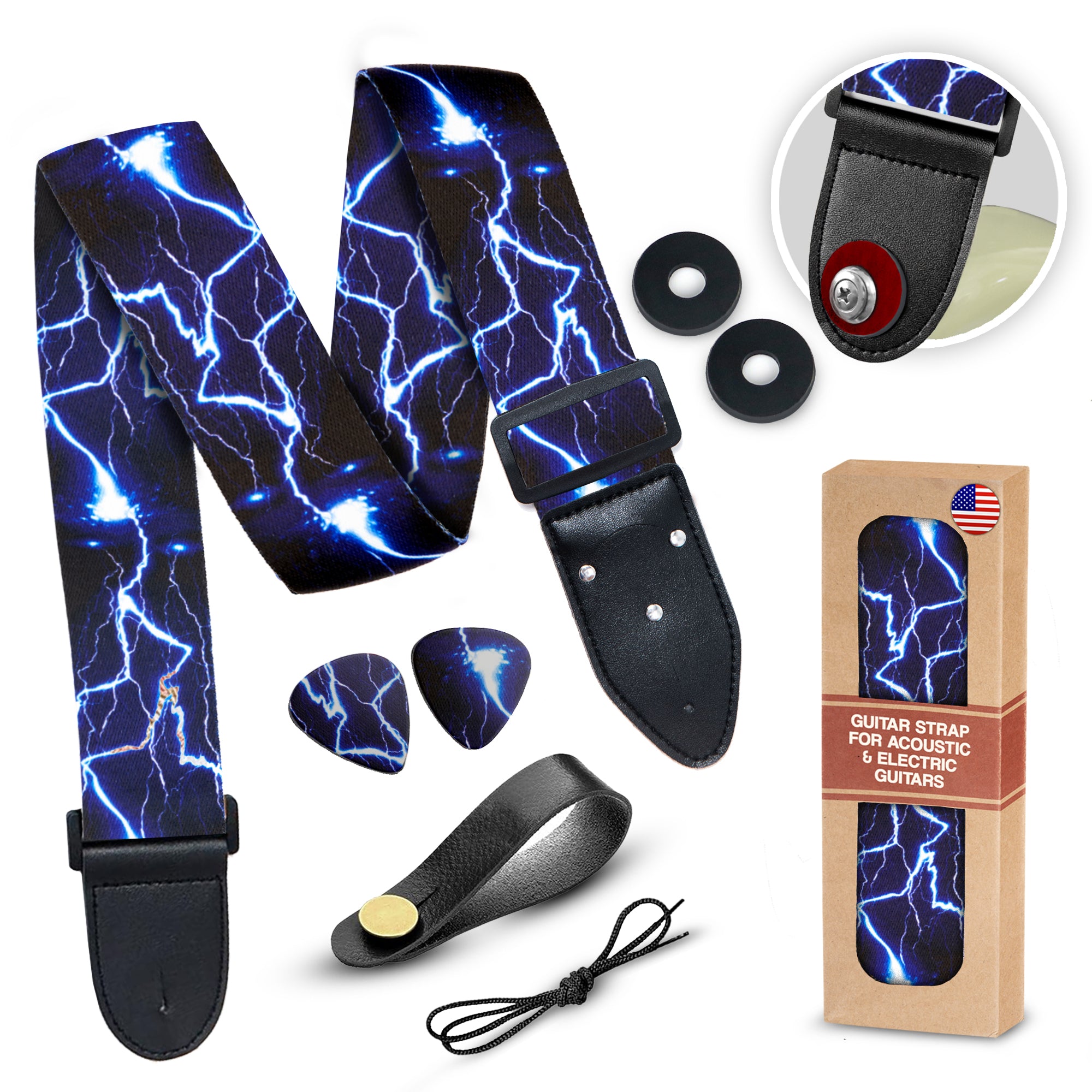 Lightning Guitar Strap - Stunning Style Guitar Strap Gift for Guitar Players and Musician