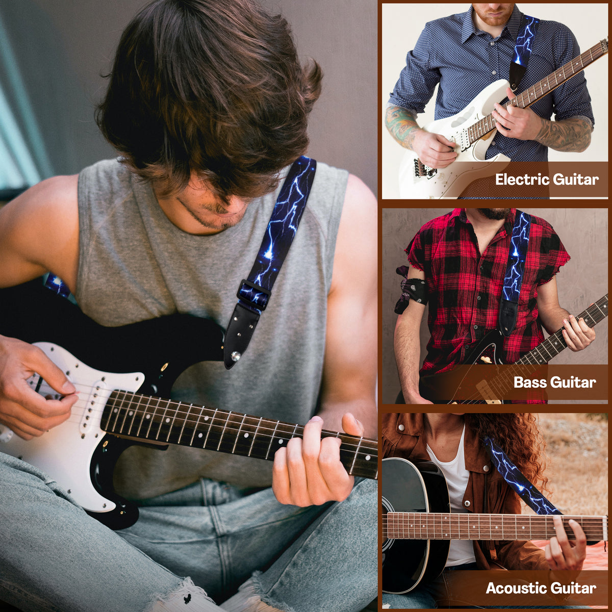 Lightning Guitar Strap - Stunning Style Guitar Strap Gift for Guitar Players and Musician