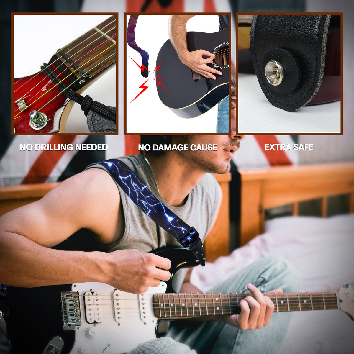 Lightning Guitar Strap - Stunning Style Guitar Strap Gift for Guitar Players and Musician