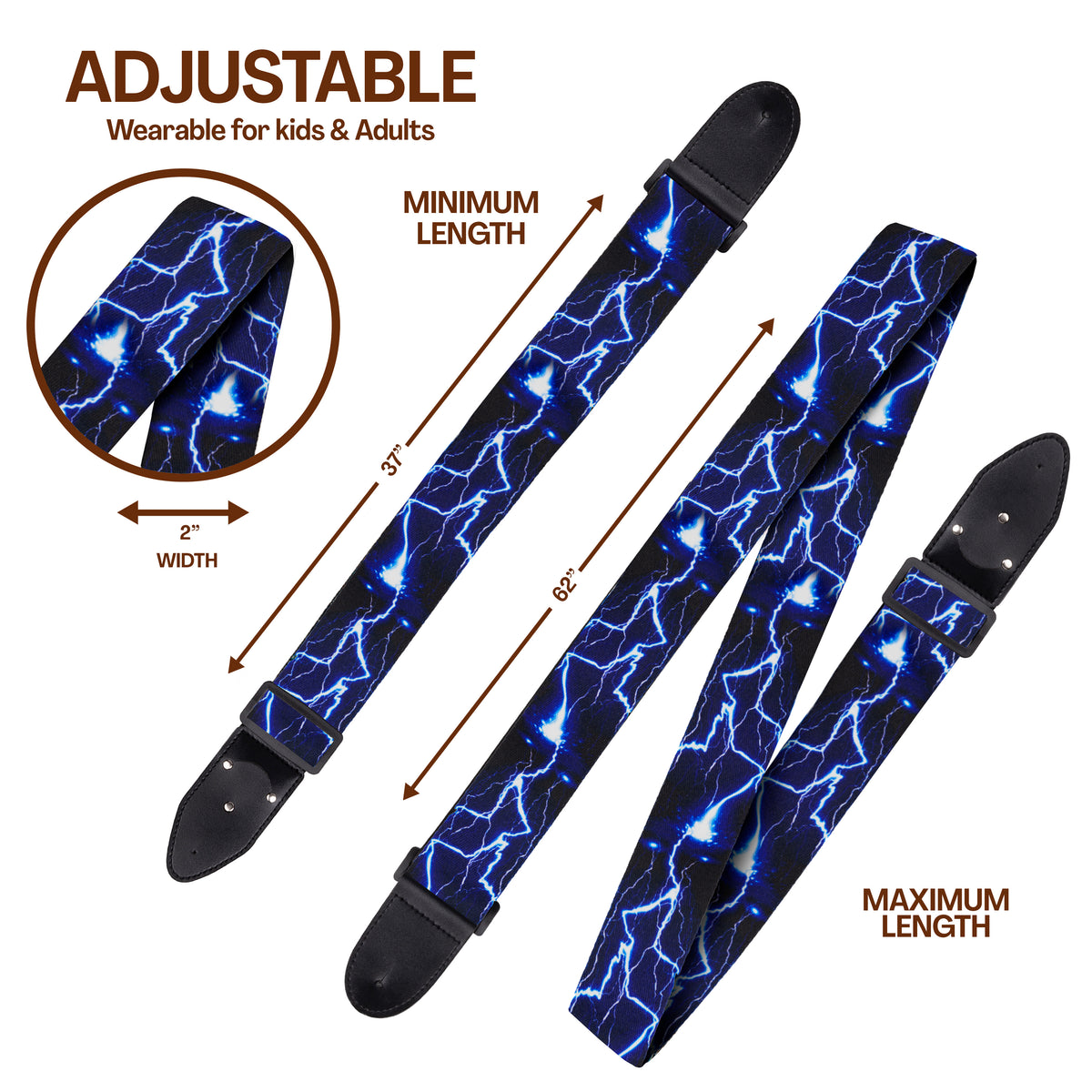Lightning Guitar Strap - Stunning Style Guitar Strap Gift for Guitar Players and Musician