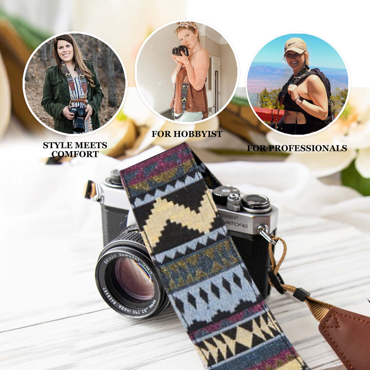Multi Color Stripes  Camera Strap - Adjustable Classic Camera Strap , Best Gift for Photographers