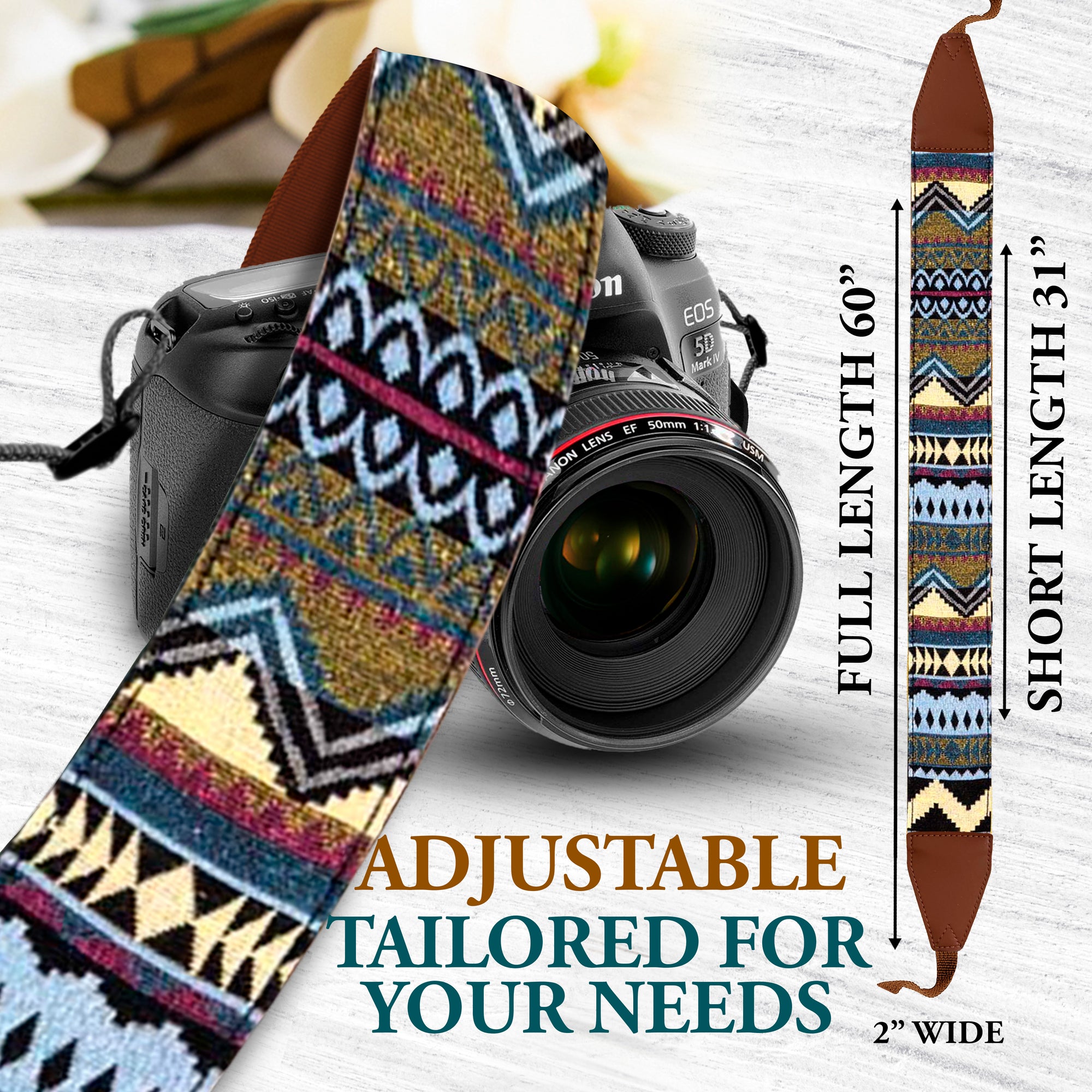 Multi Color Stripes  Camera Strap - Adjustable Classic Camera Strap , Best Gift for Photographers