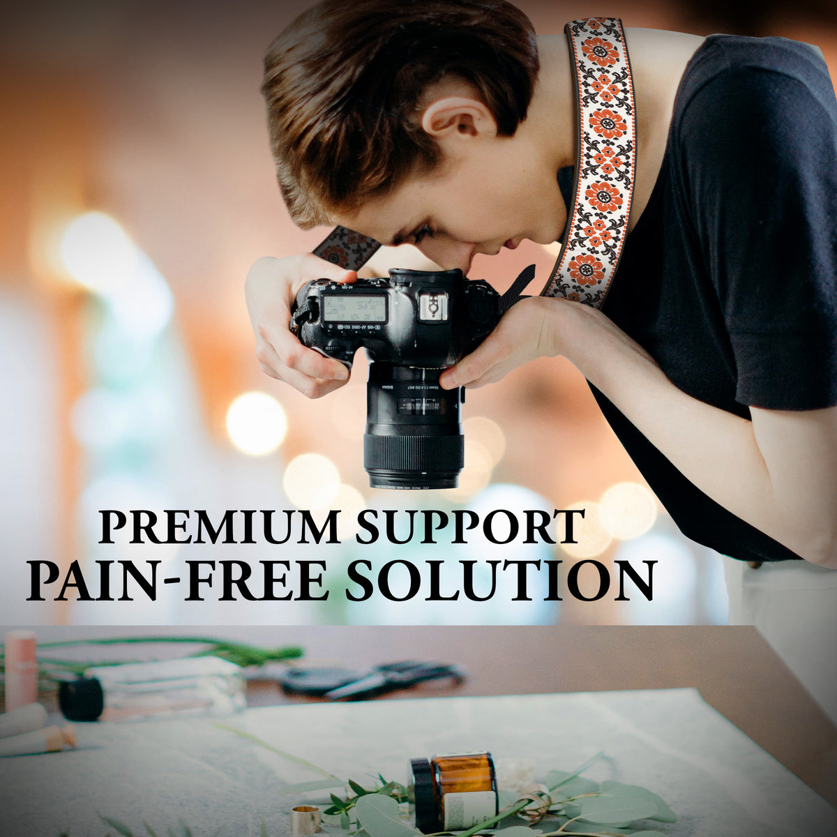 Orange Flowers  Camera Strap - Adjustable Classic Camera Strap , Best Gift for Photographers