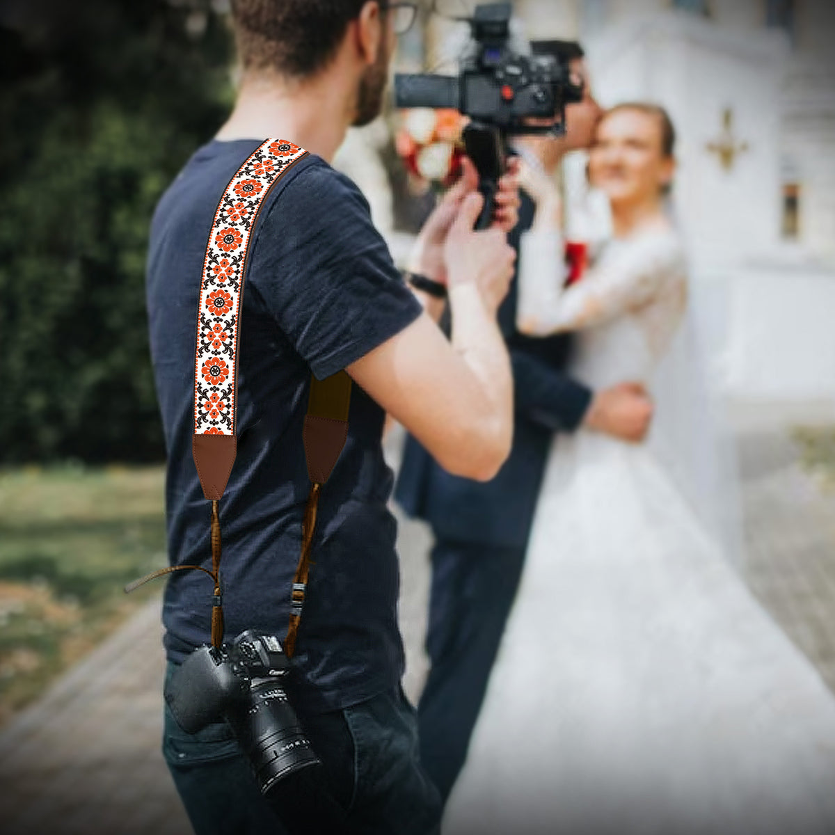 Orange Flowers  Camera Strap - Adjustable Classic Camera Strap , Best Gift for Photographers