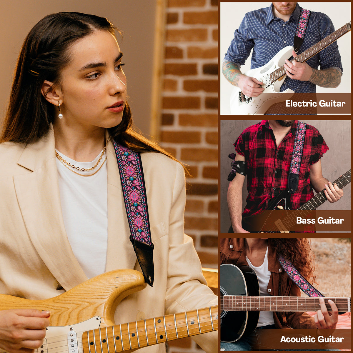 The HEIRLOOM Guitar Strap - Adjustable Guitar strap for Acoustic, Electric and Bass Guitar