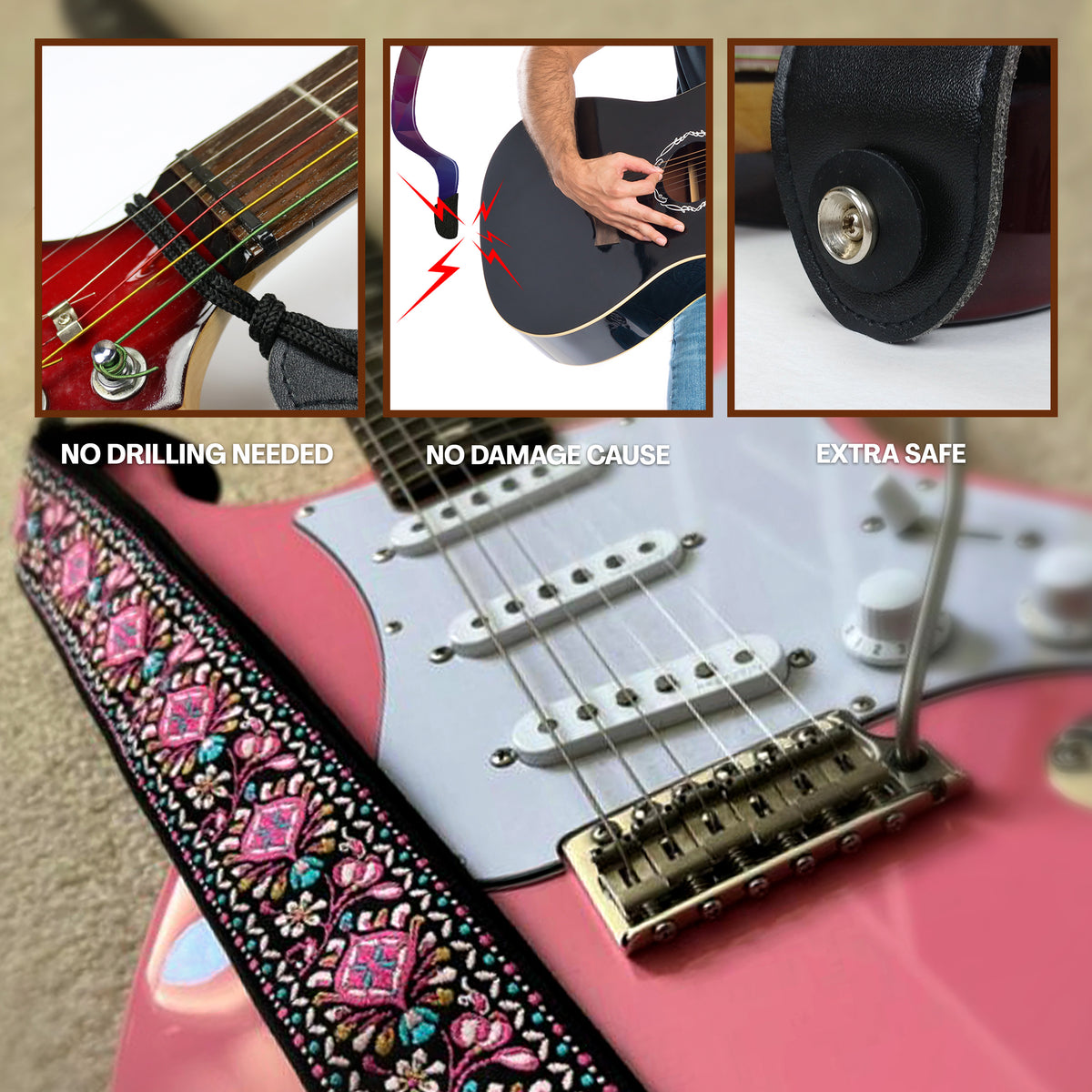 The HEIRLOOM Guitar Strap - Adjustable Guitar strap for Acoustic, Electric and Bass Guitar
