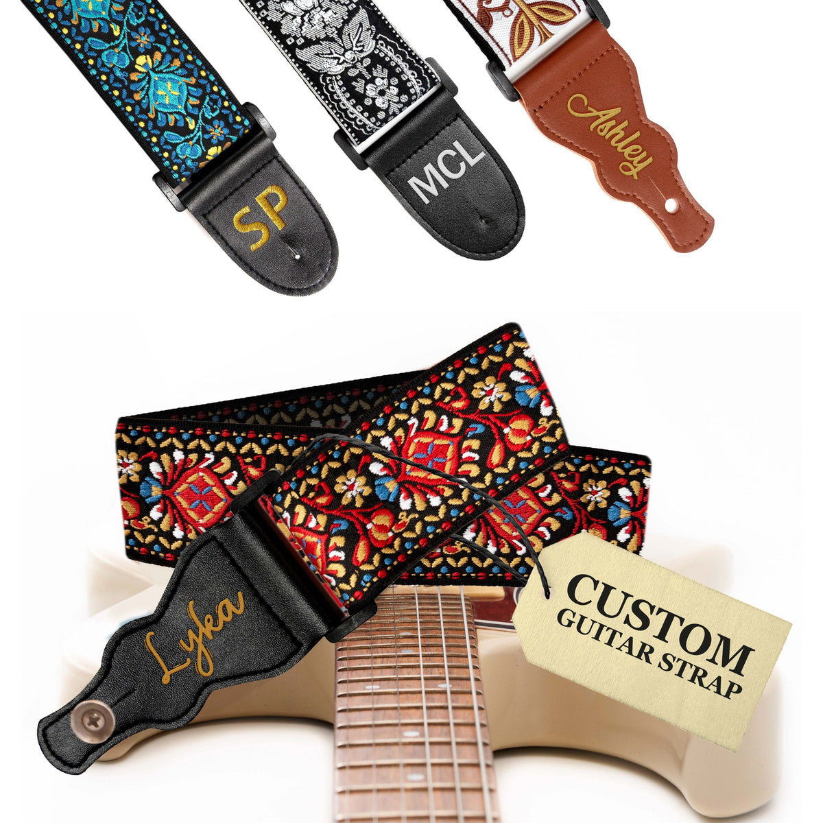 Personalized Guitar Strap- Add your text to make your own unique guitar strap. Best custom gift