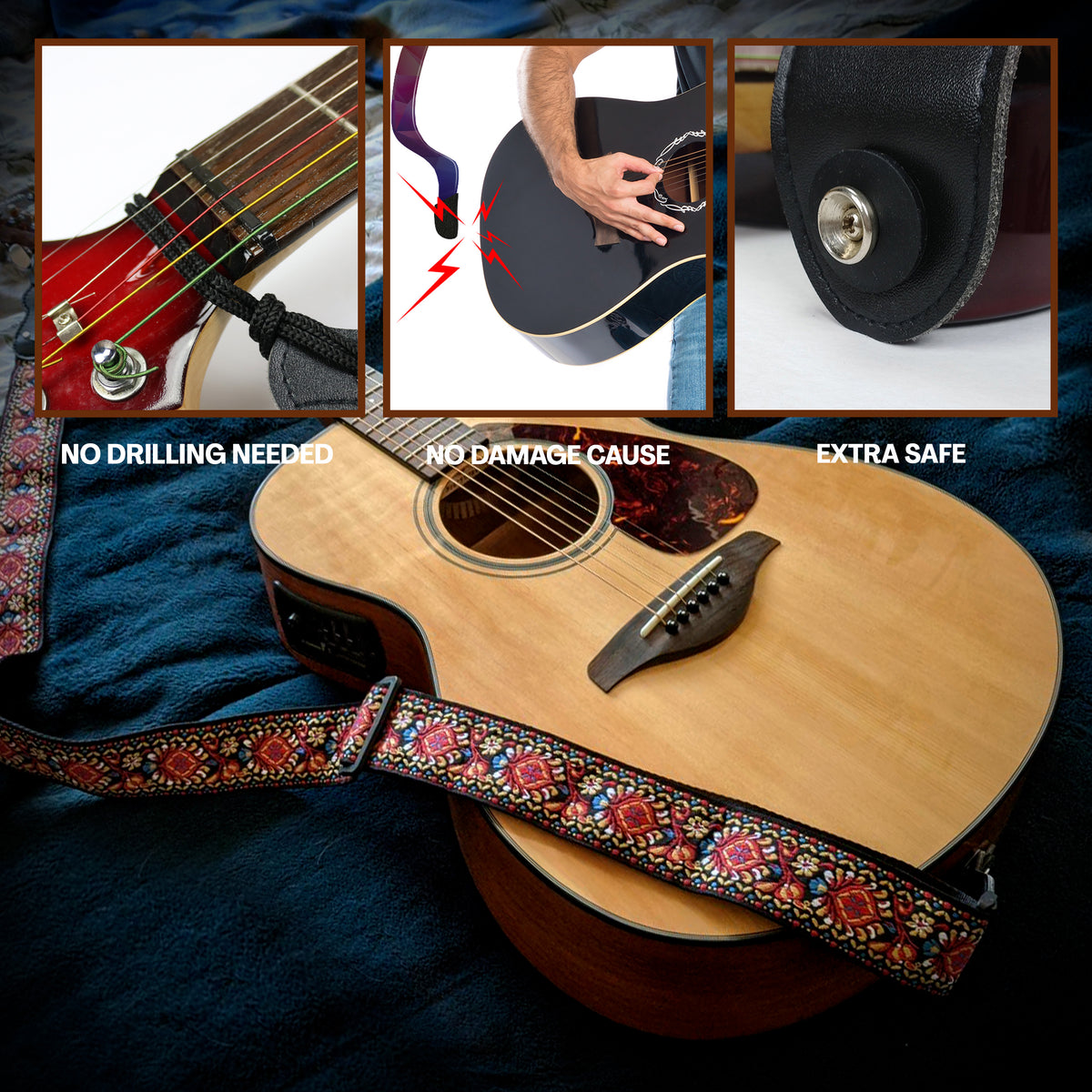 The EMPRESS Guitar Strap - Adjustable Guitar Strap for Acoustic, Electric and Bass Guitar
