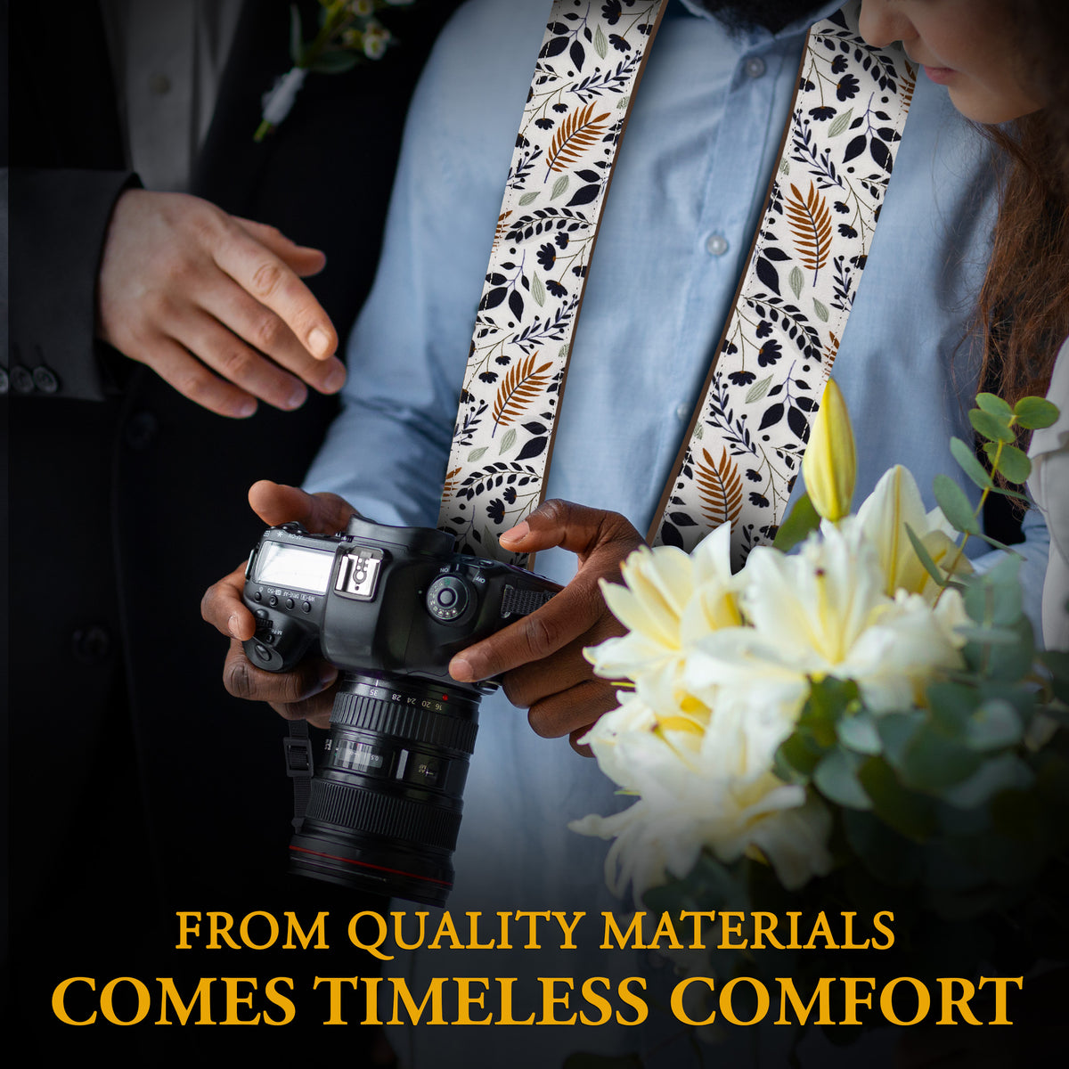 The WHITE LEAVES Camera Strap - Adjustable Camera Strap For Canon, Nikon, Sony and all kinds of DSLR Camera