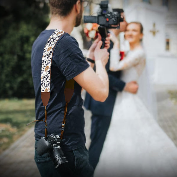 The WHITE LEAVES Camera Strap - Adjustable Camera Strap For Canon, Nik ...
