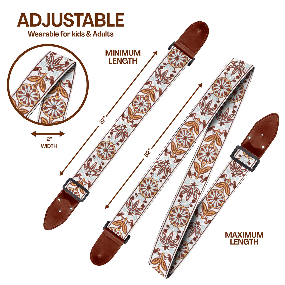 Cool Gift Guitar Set - Vintage Woven Guitar Strap + 12 Unique Guitar Picks