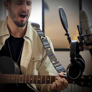 Multi Color Stripes Woven Guitar Strap -Adjustable guitar strap, Suitable for acoustic, electric and bass guitars