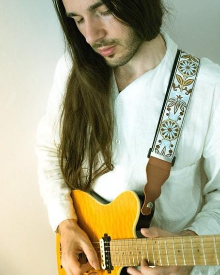 Vintage Guitar strap + Cool Guitar Picks Set - Art Tributes