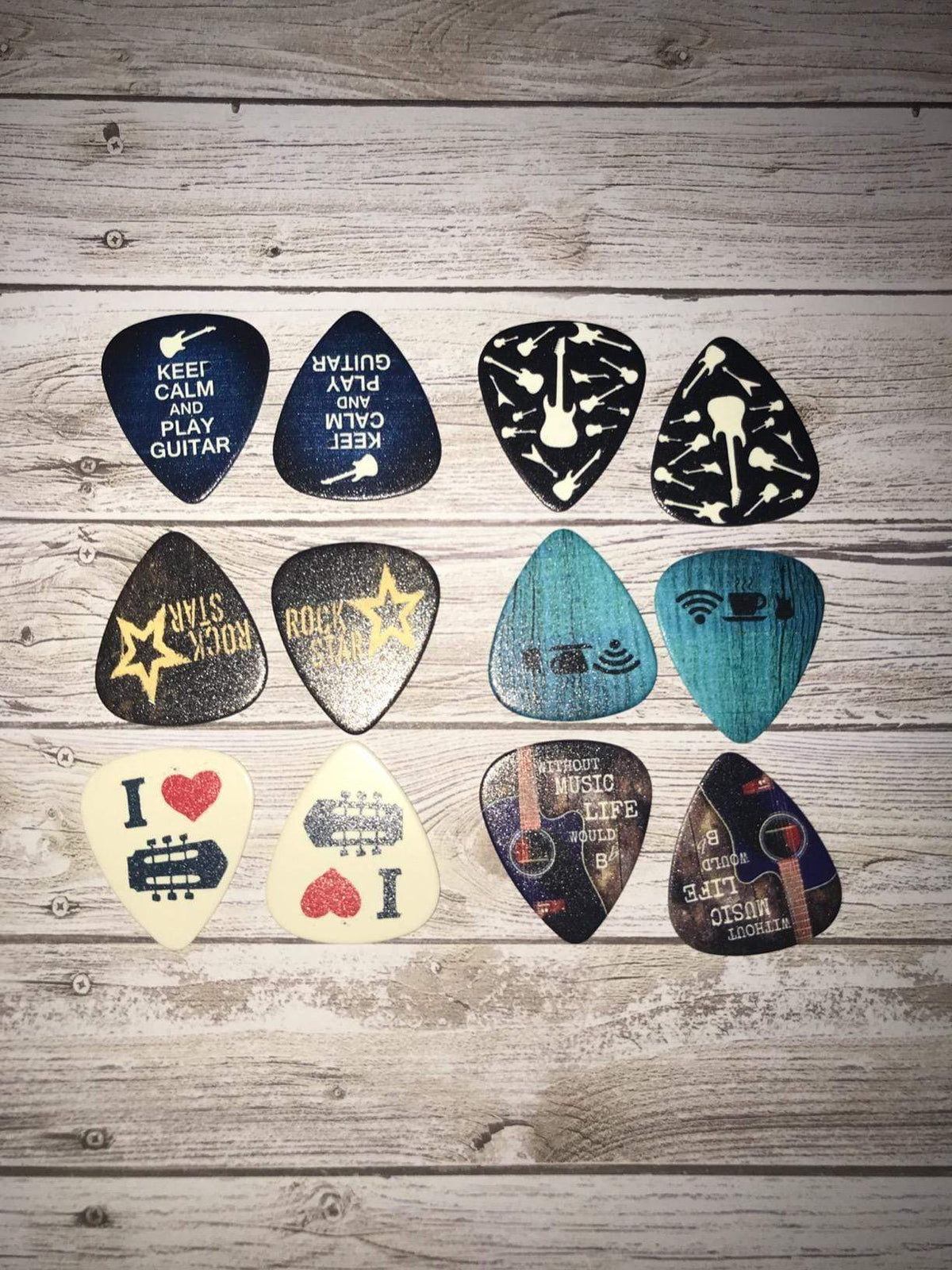 Cool Guitar Picks set - 12 Pack - Art Tributes