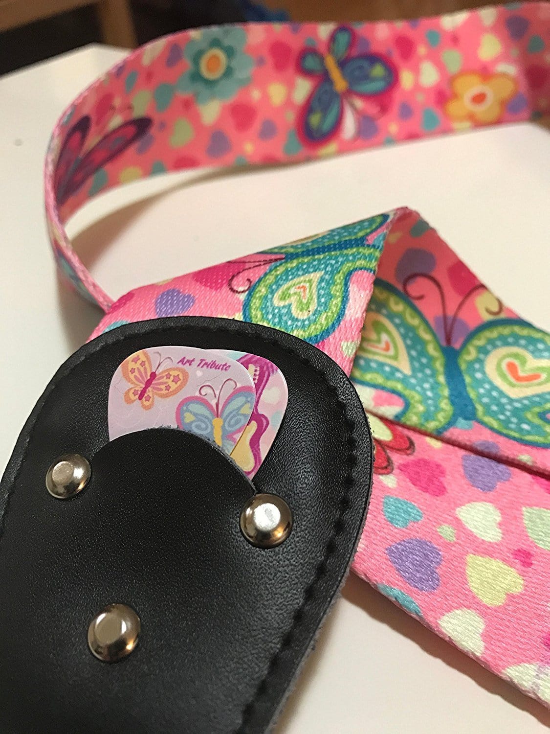 Pink Guitar Strap and pink guitar picks girly design