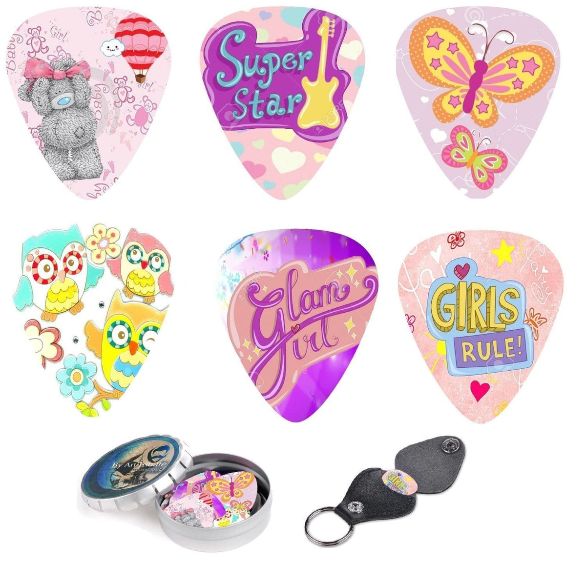 Girls &amp; Ladies Guitar Picks - 12 Pack - Art Tributes