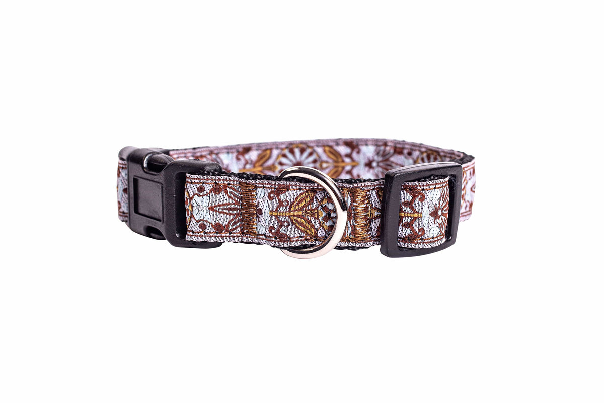 Boho Style Dog Collar - White Woven Boy and Girl Dog Collar - For puppies, medium and large dogs.