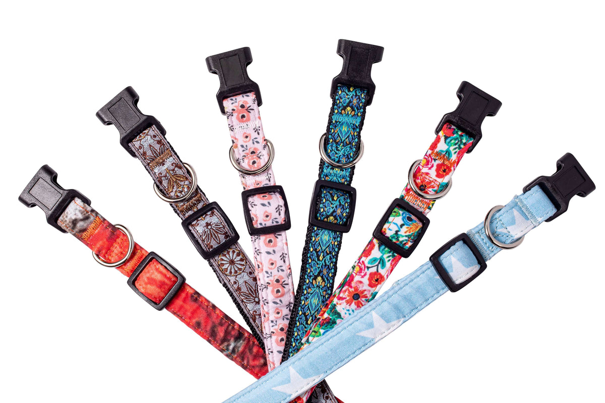 Boho Style Dog Collar - White Woven Boy and Girl Dog Collar - For puppies, medium and large dogs.