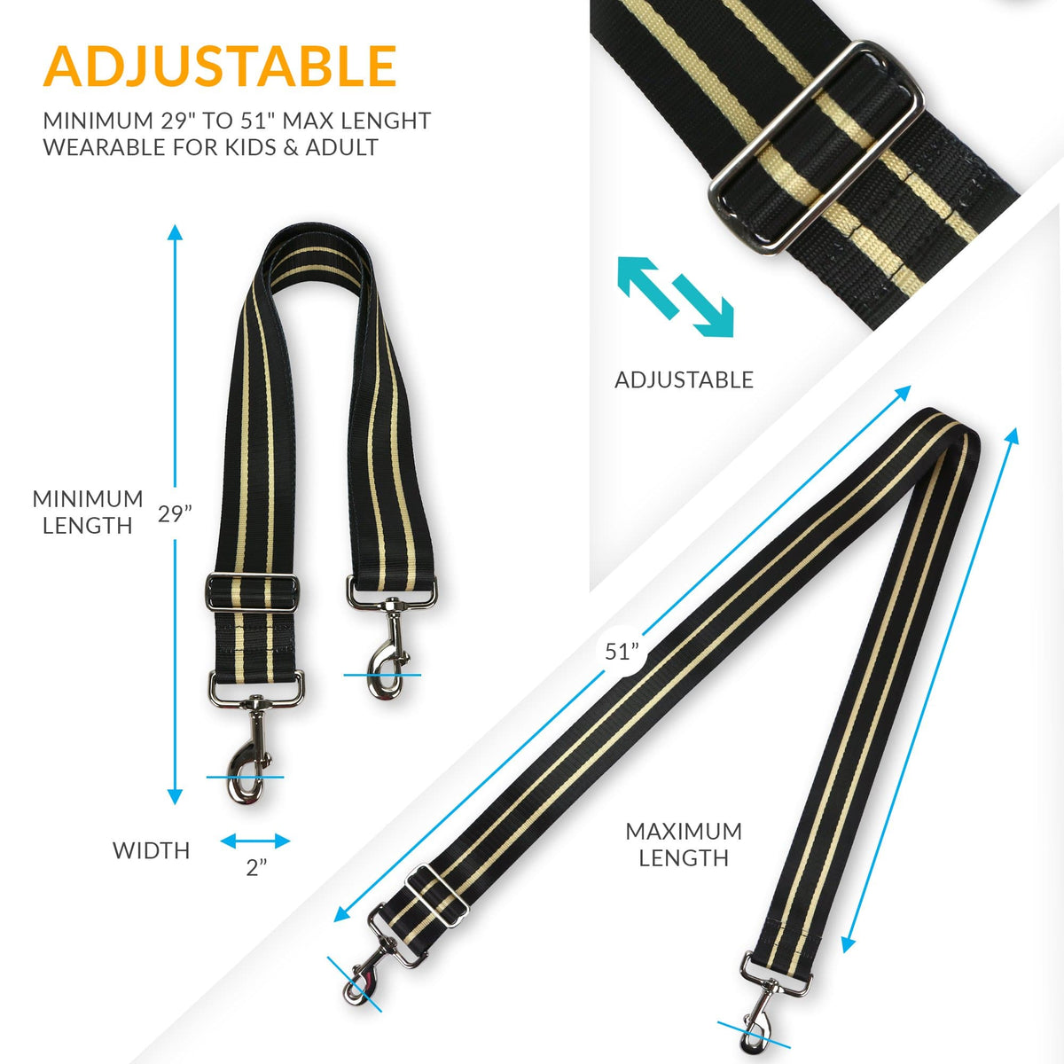 Black Gold Handbag Purse Strap - Art Tributes