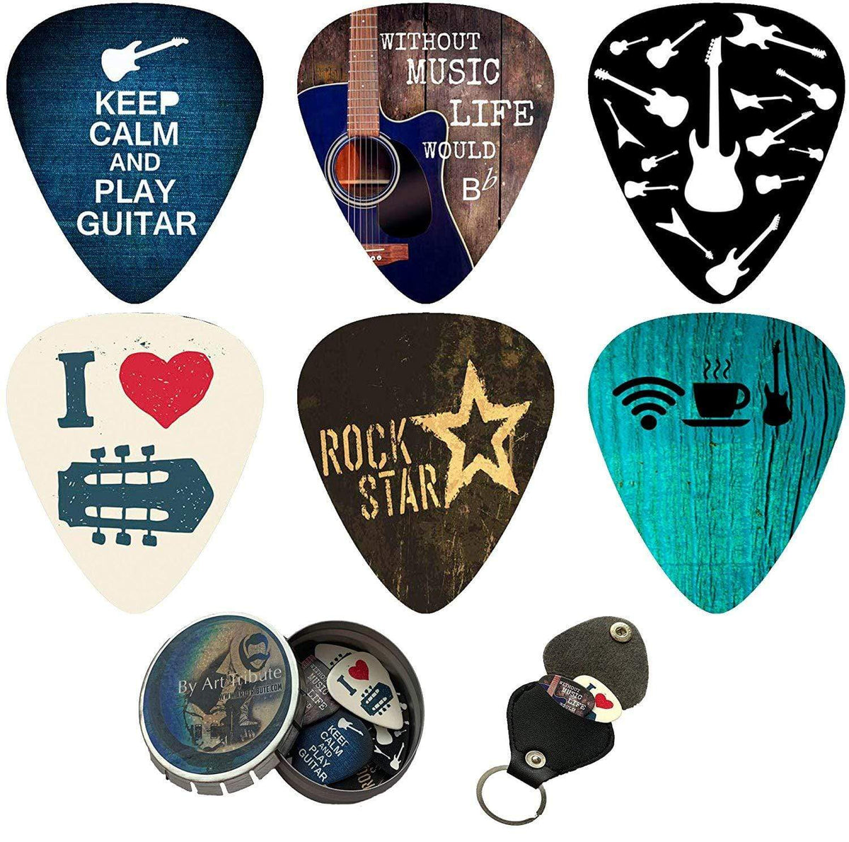 Cool Guitar Picks set - 12 Pack - Art Tributes