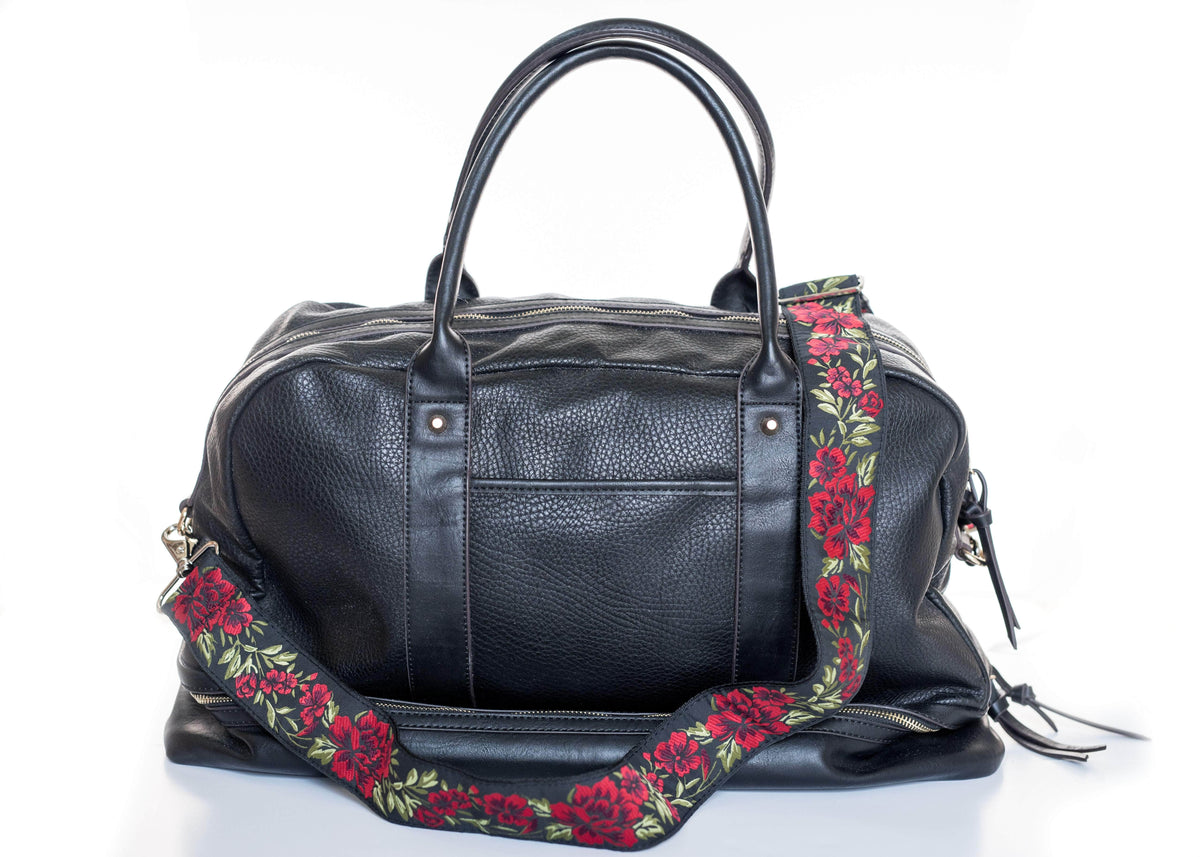 Red Roses Purse Strap for Handbags, Messenger bag strap - Guitar Style Strap