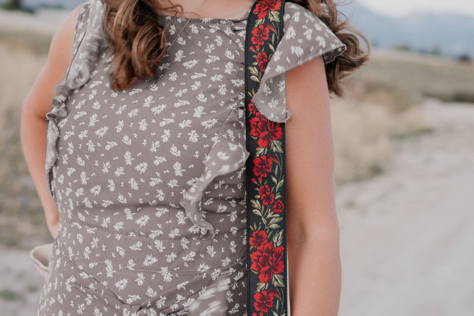 Red Roses Purse Strap for Handbags, Messenger bag strap - Guitar Style Strap