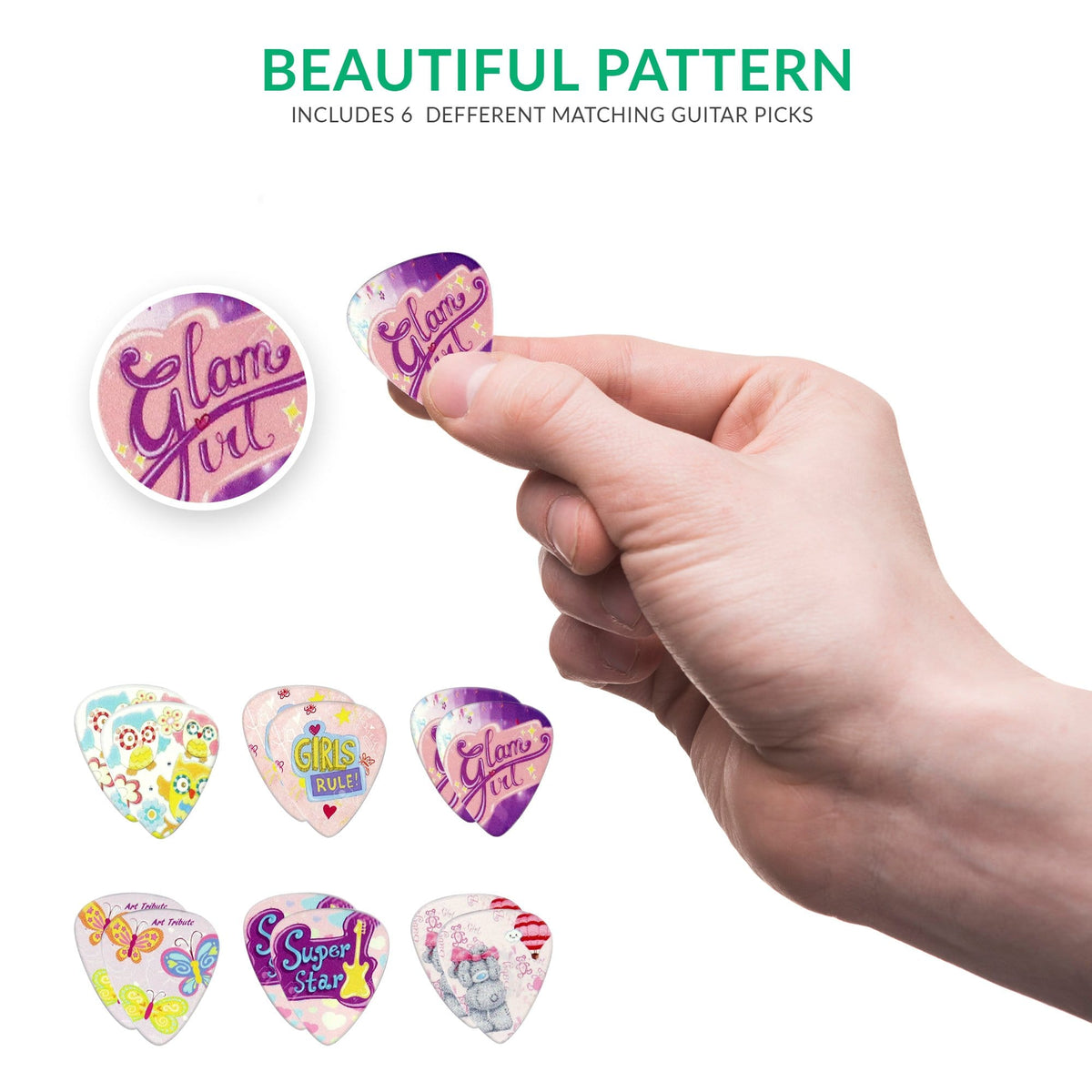 Girls &amp; Ladies Guitar Picks - 12 Pack - Art Tributes