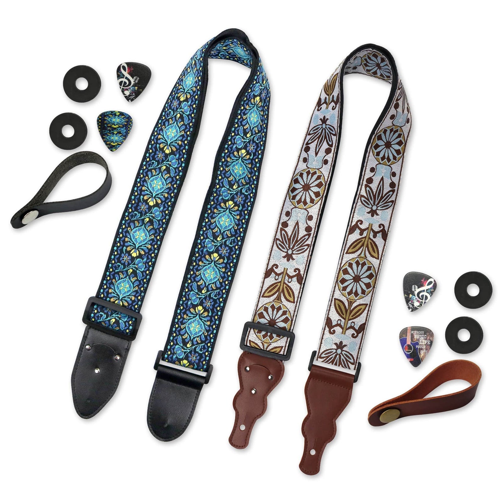 2 Floral Vintage Guitar Straps - Art Tributes