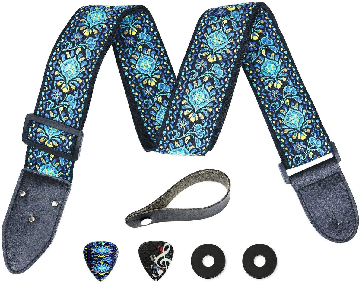 Hootenanny Jacquard Guitar Strap - Art Tributes - blue
