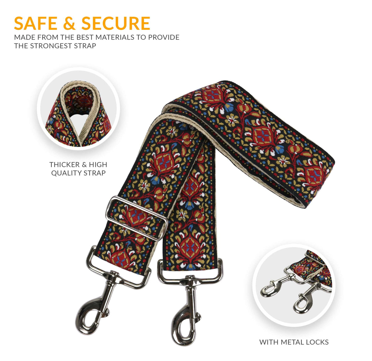 high quality replacement handbag strap with silver metal locks