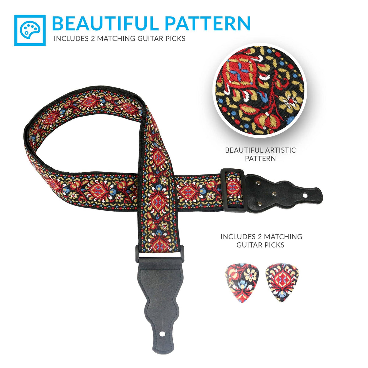 2  Hippie Guitar Straps - Art Tributes