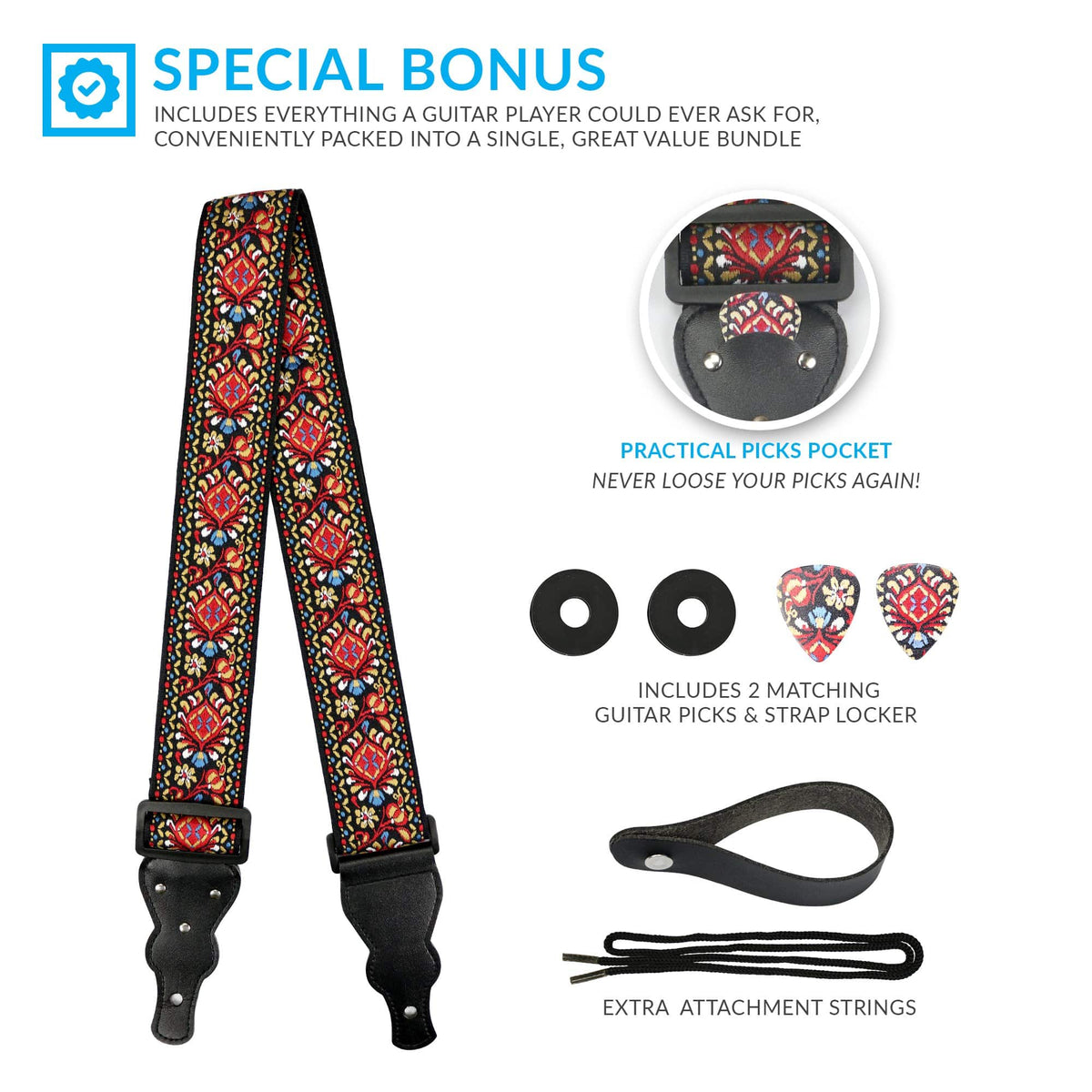 2  Hippie Guitar Straps - Art Tributes