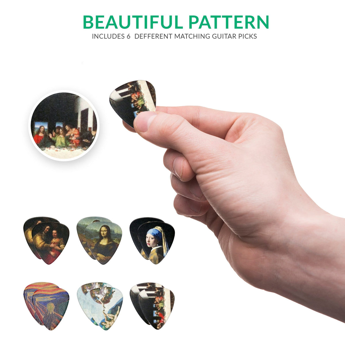 Renaissance Guitar Picks Most Famous Artworks - 12 Pack - Art Tributes