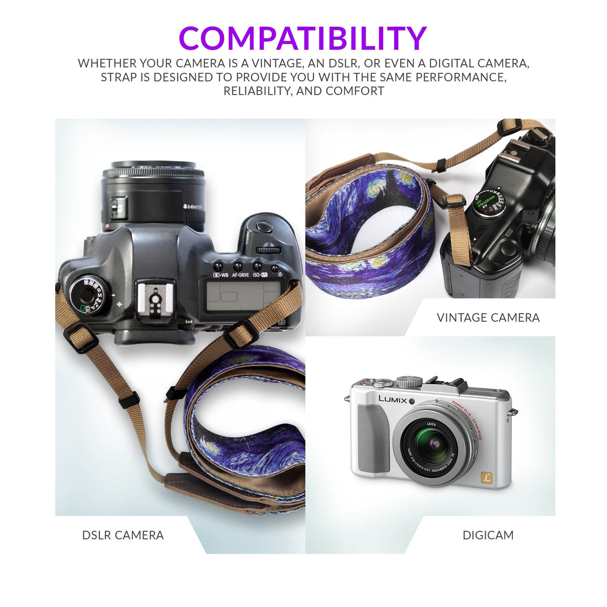 &quot;Starry Night&quot; Camera Strap by Vincent Van Gogh - Art Tributes