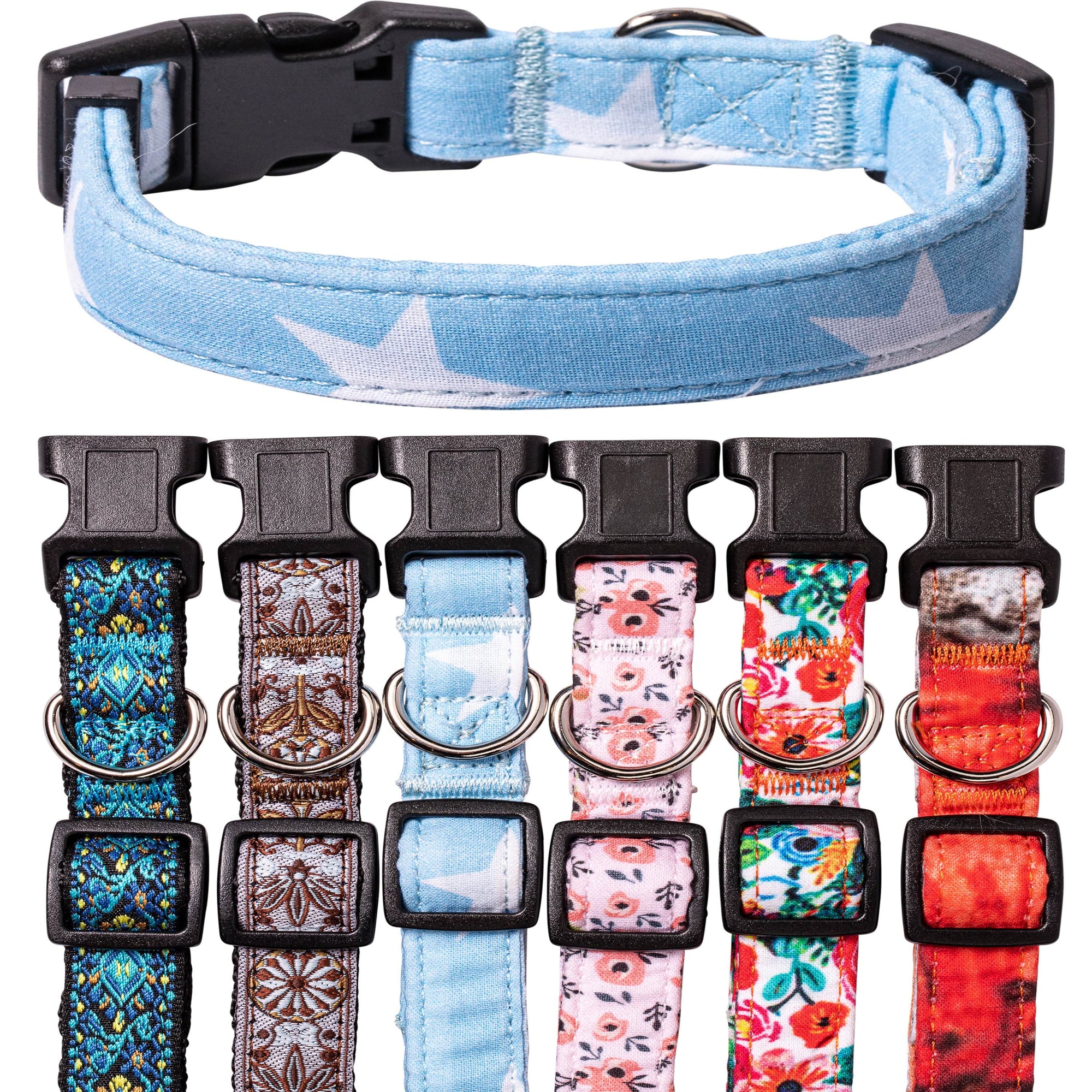 Blue Stars Dog Collar for Small , Medium and Large Dogs
