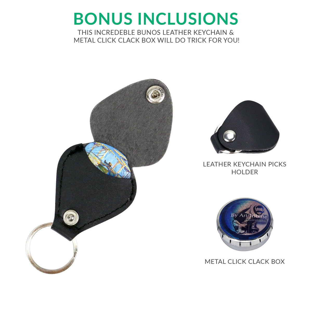 guitar pick holder and a guitar picks metal box - gift package