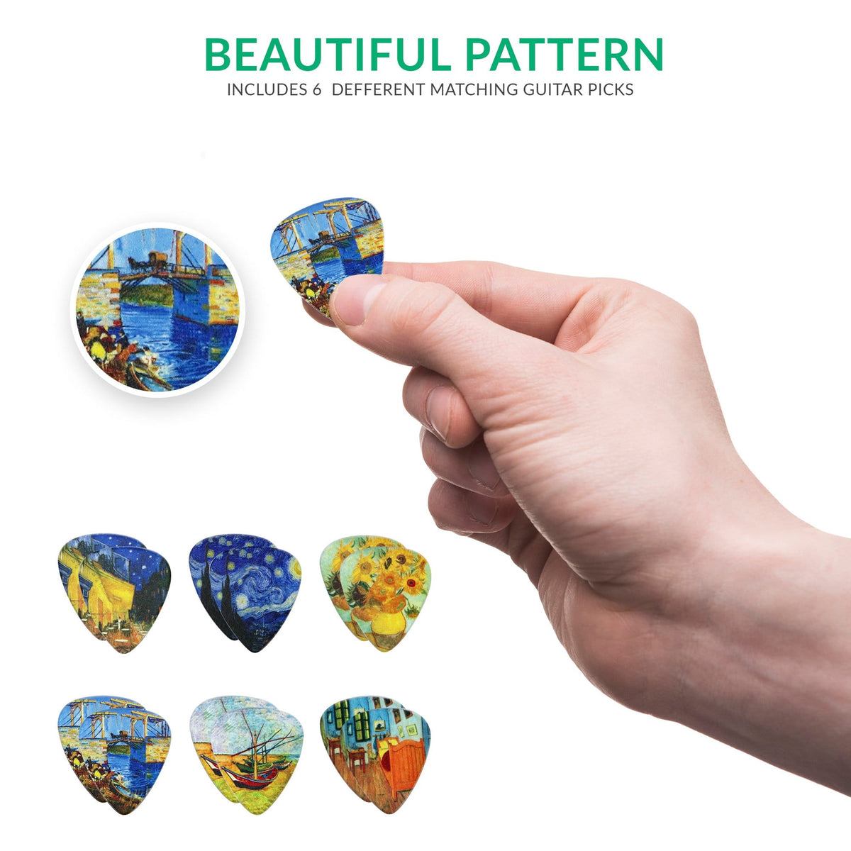 van gogh guitar picks - 6 different van gogh paintings